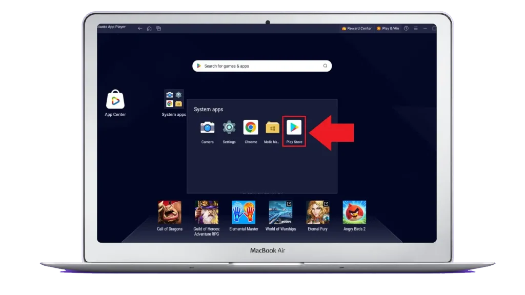 Open Play Store in BlueStacks